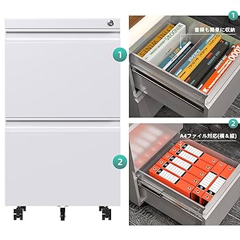 Amazon.co.jp: GangMei デスクワゴン サイドワゴン 鍵付き